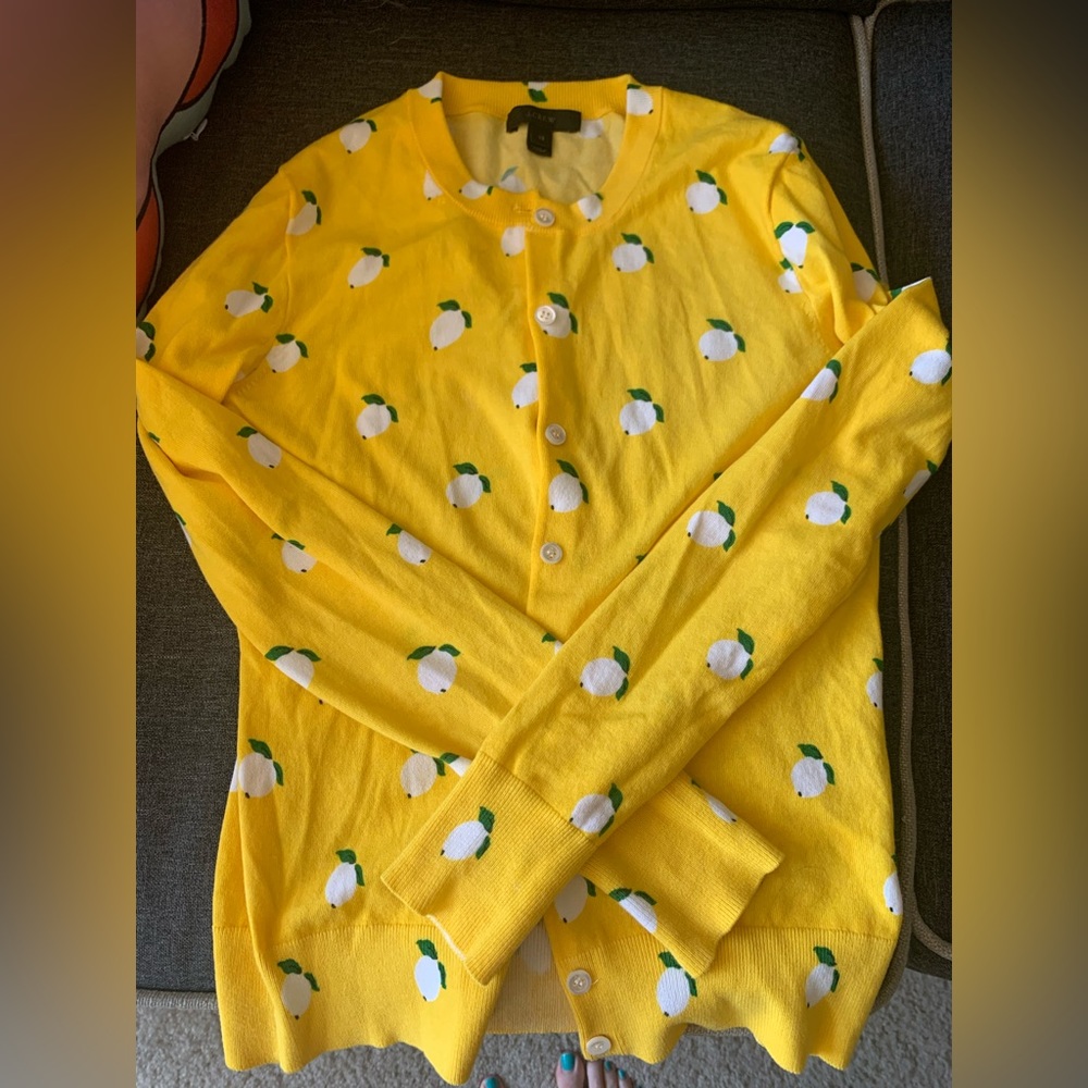 J. Crew Lemon Print Cardigan XS